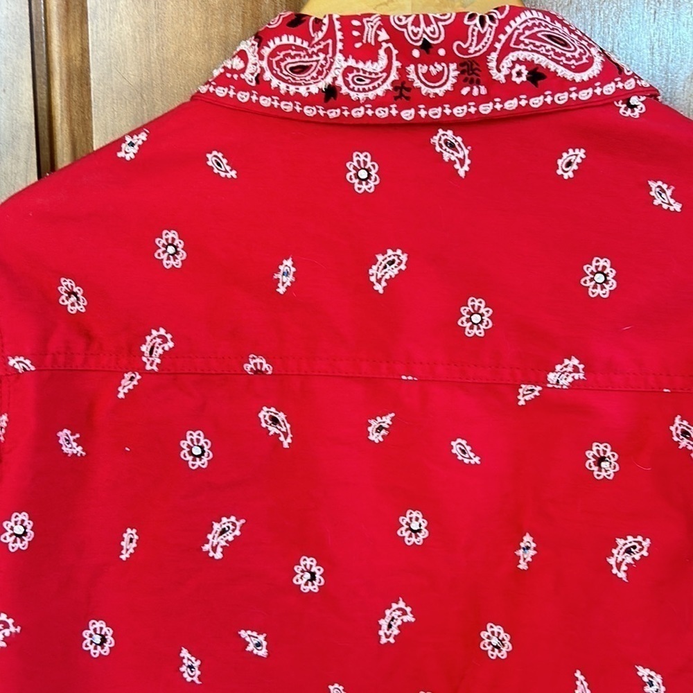 The Quacker Factory Western Vintage Red Bandanna Print Jacket Cowgirl Rockabilly - Picture 6 of 7